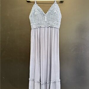 Blush Blue Crochet Maxi Dress